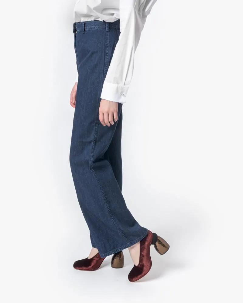 High-Waisted Denim Trouser