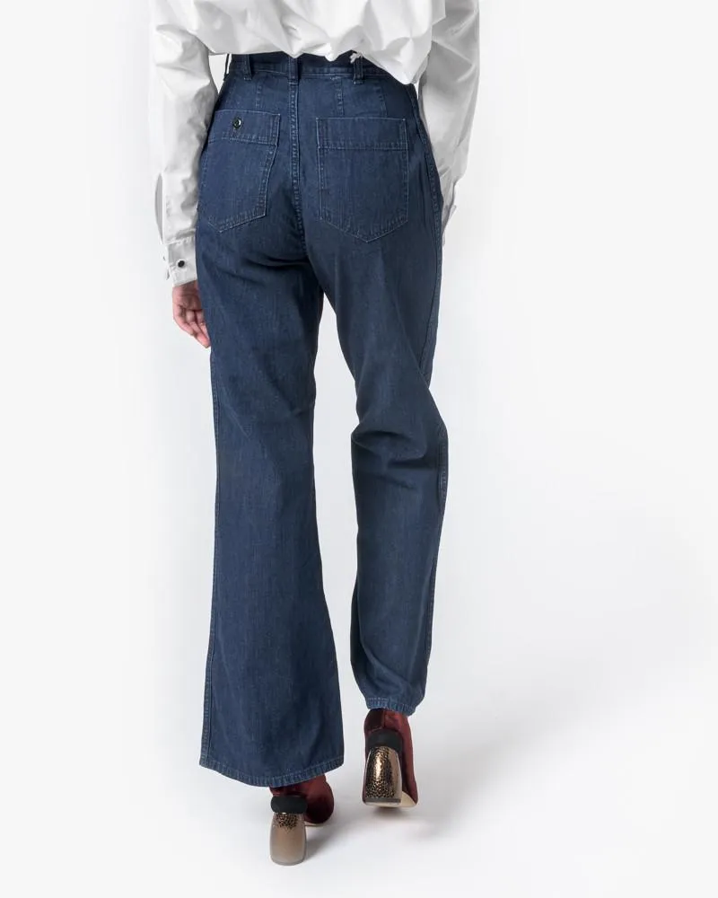 High-Waisted Denim Trouser