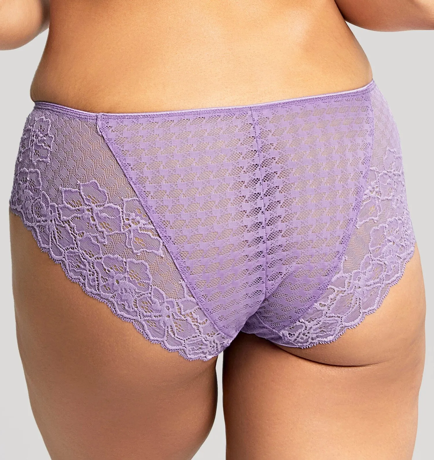 Houndstooth & floral lace french knicker [Violet]