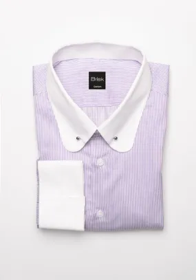 Italian Purple Pencil Tencel Stripes Shirt- Wrinkle Resistant