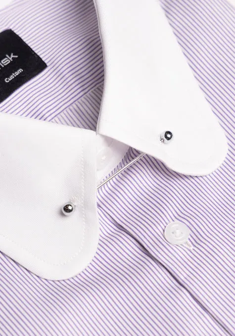 Italian Purple Pencil Tencel Stripes Shirt- Wrinkle Resistant