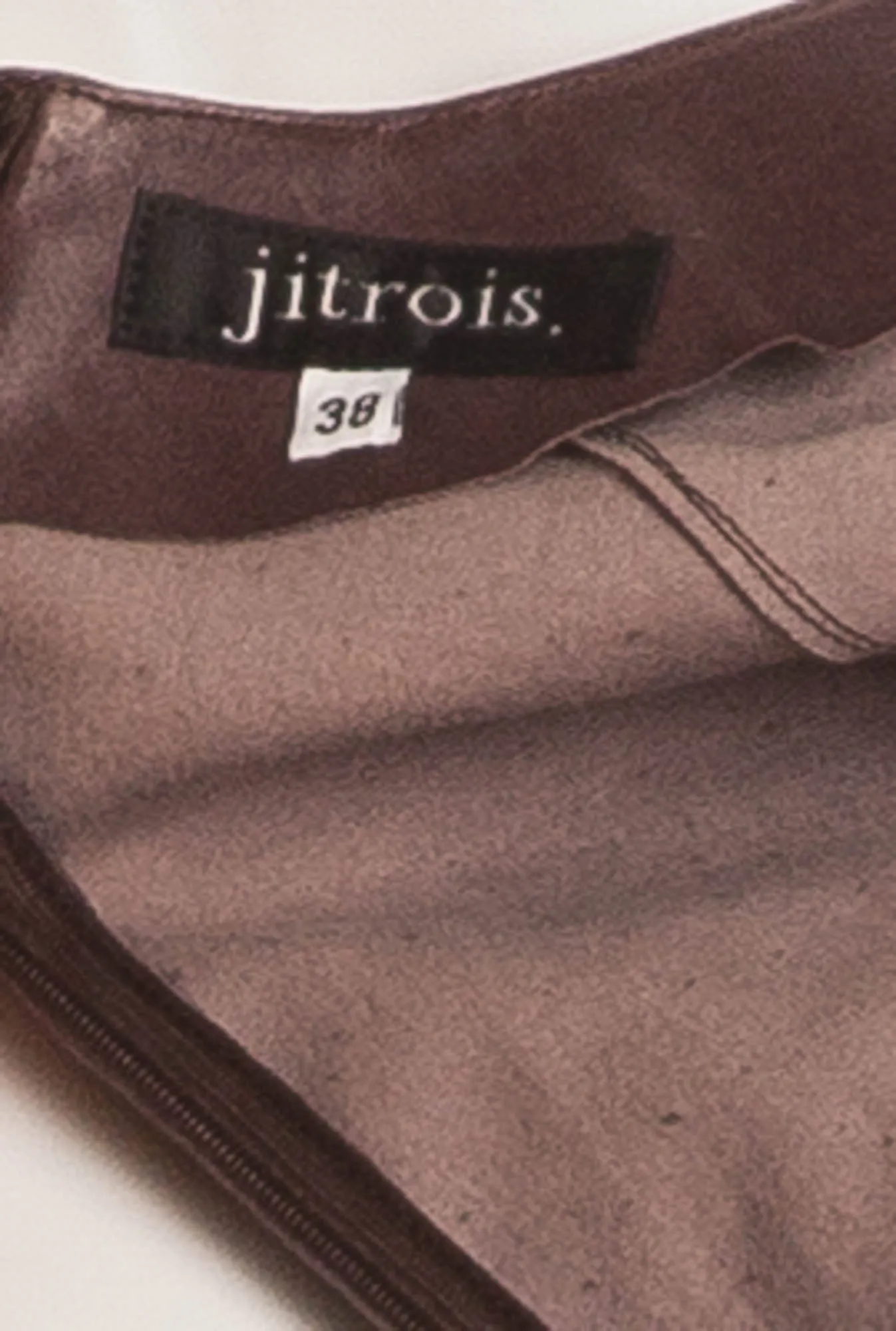 JItrois - "Monceau" -Burgundy Fitted Short Sleeve Leather Stretch Lambskin Dress - FR 38