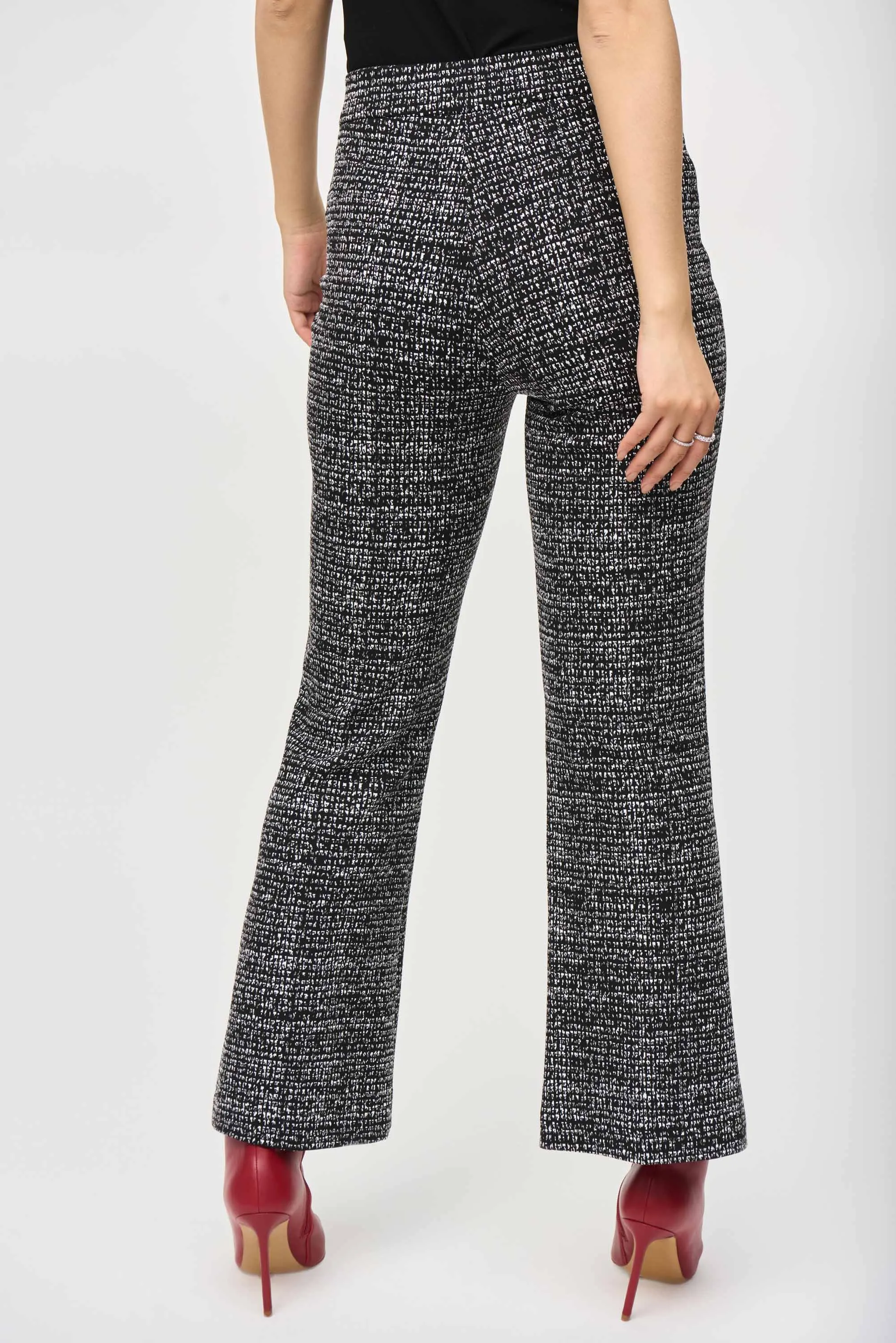 Joseph Ribkoff Jacquard Knit Pants 243047 - Black/ Off White