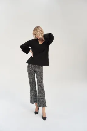 Joseph Ribkoff Jacquard Knit Pants 243047 - Black/ Off White