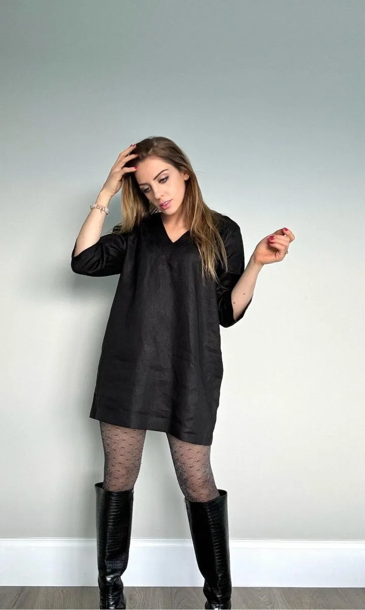 Linen Tunic Dress | Black