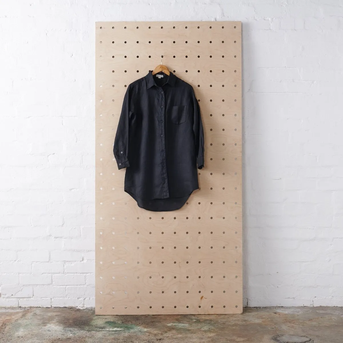 Long Linen Shirt - Black