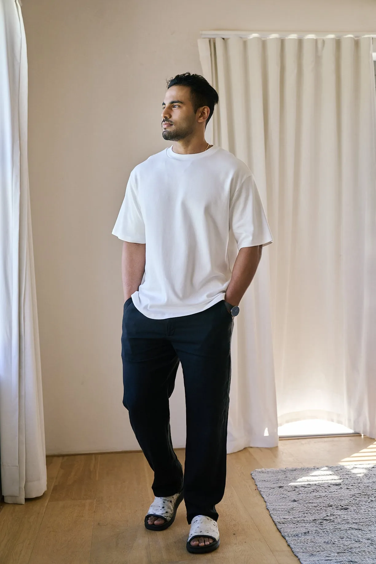 Mens Classic Linen Pants | Black