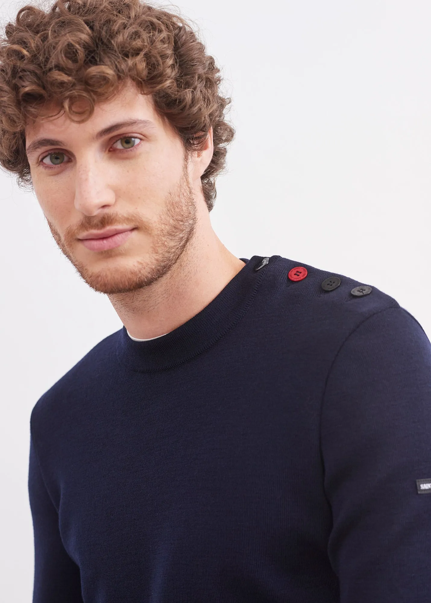 Mondiovision France jumper - in wool, jacquard elbow patches (NAVY/MULTICO)