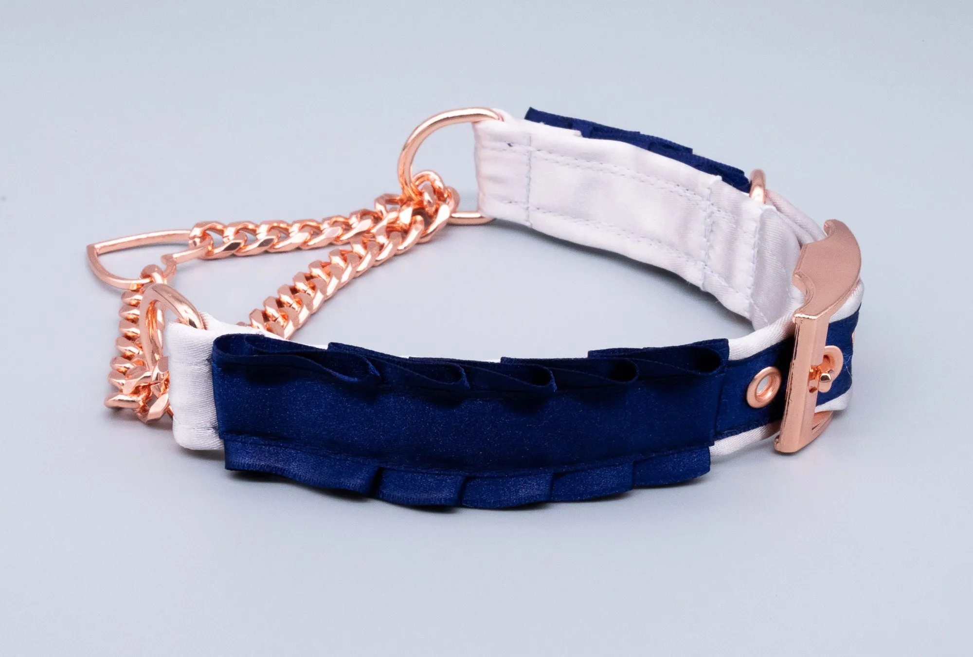 Navy & Dusty Lilac Petite Heart Ring Martingale Collar