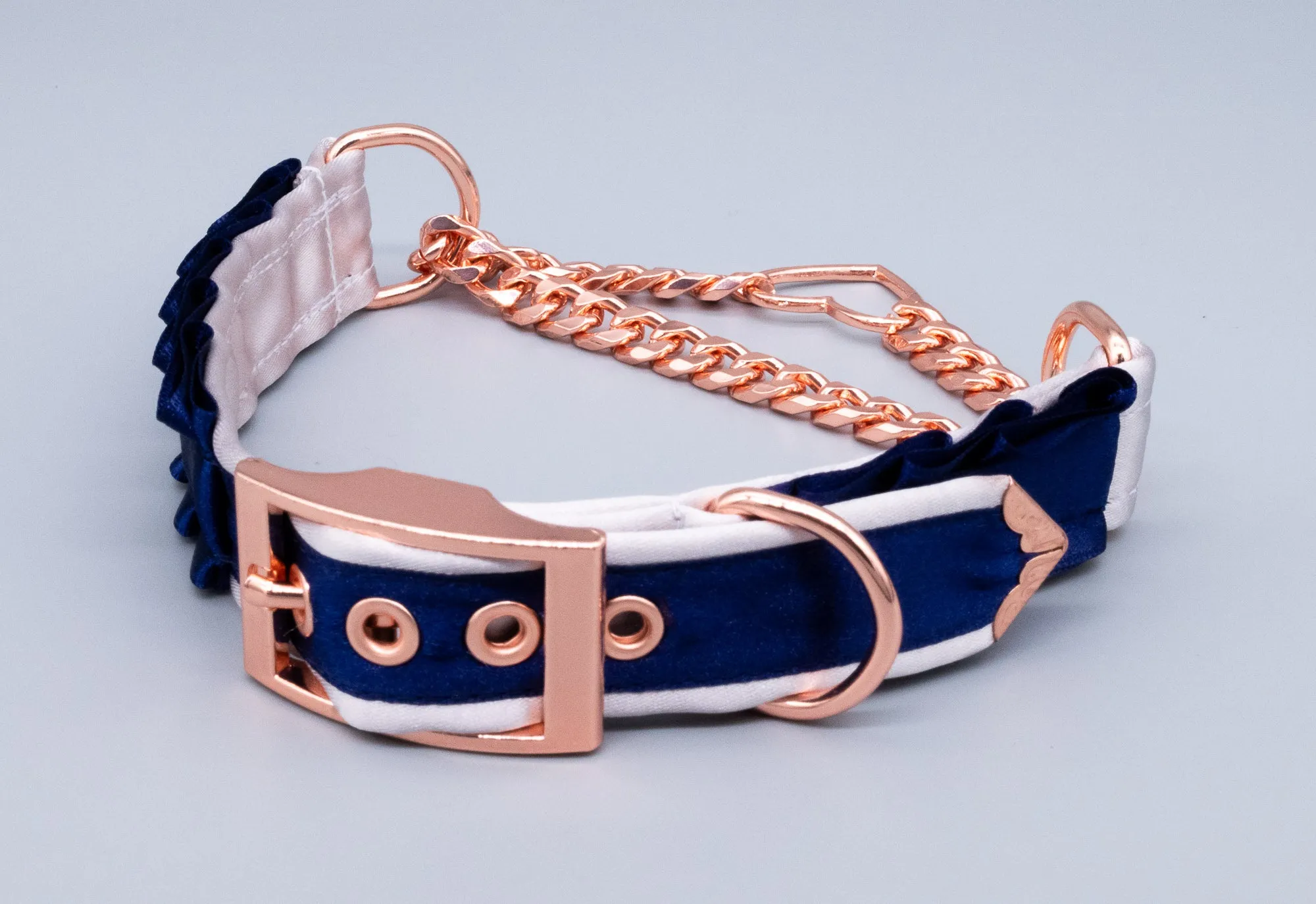 Navy & Dusty Lilac Petite Heart Ring Martingale Collar