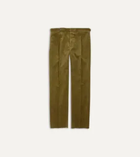 Olive Mid-Wale Corduroy Single Pleat Trouser