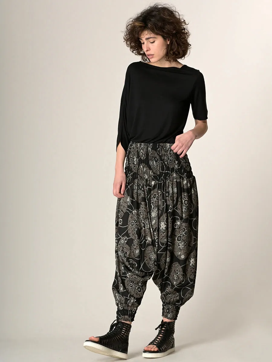 Oriental Flower Harem Pants - Low Crotch