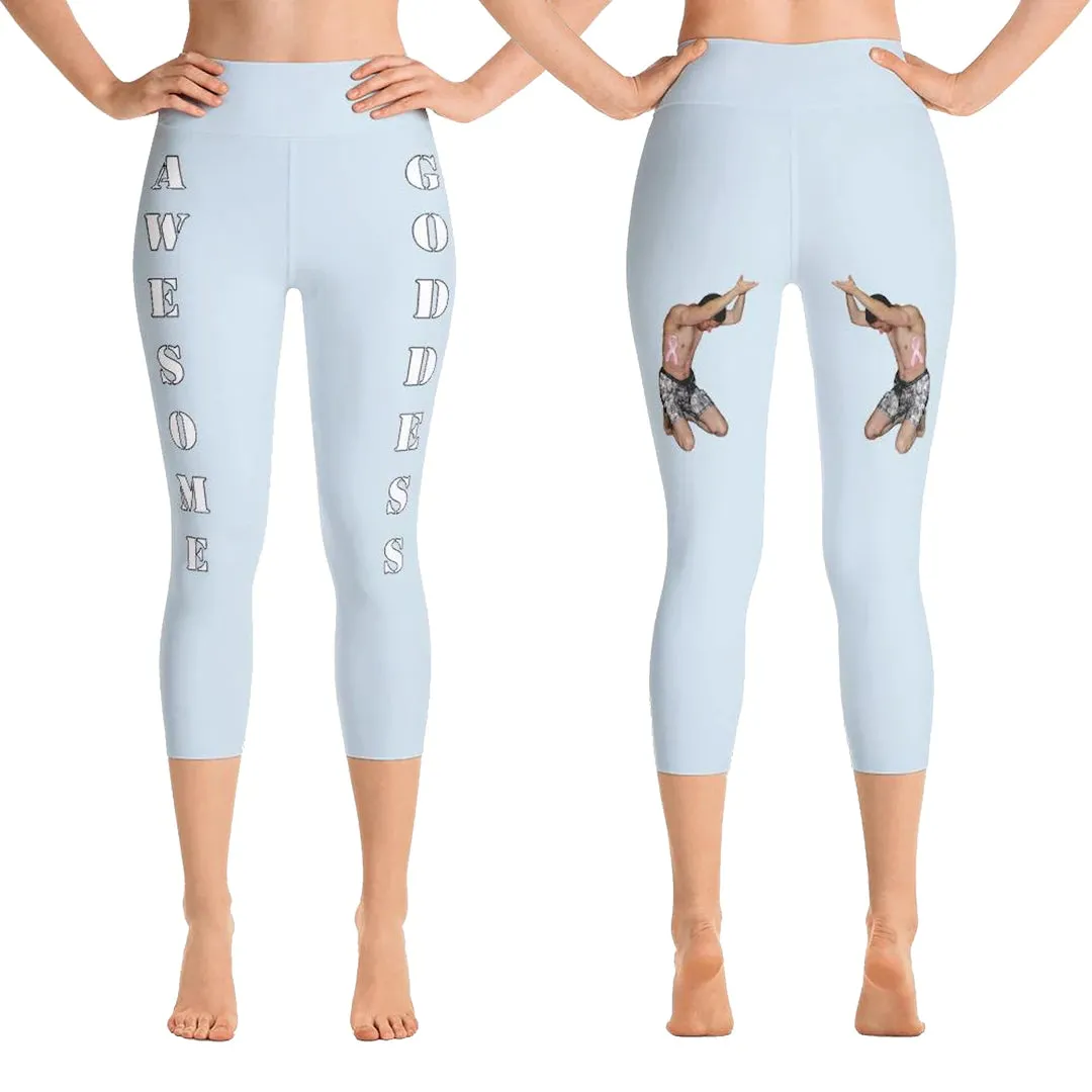 Our best VIRAL capri leggings awesome goddess front 20 colors with white letters