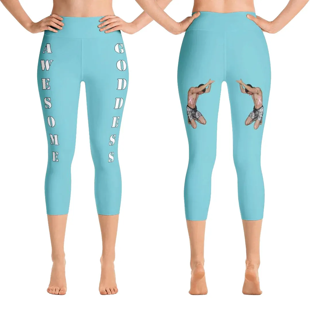 Our best VIRAL capri leggings awesome goddess front 20 colors with white letters