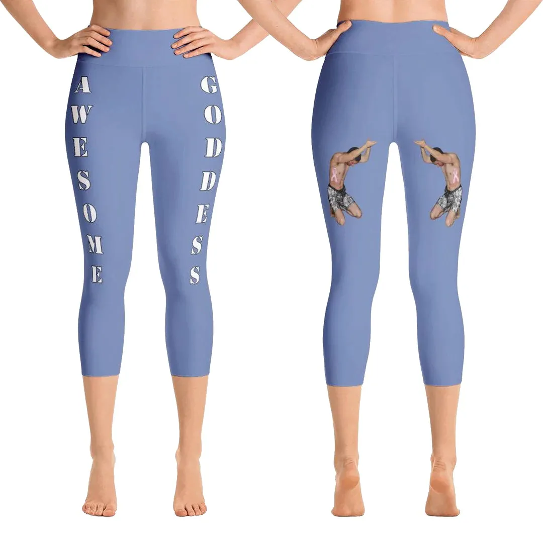 Our best VIRAL capri leggings awesome goddess front 20 colors with white letters