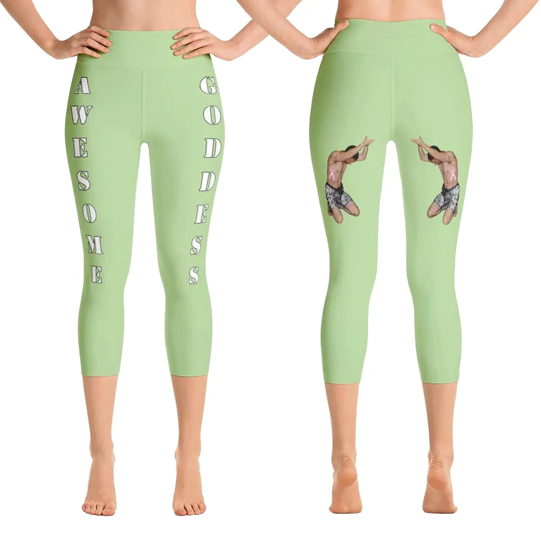 Our best VIRAL capri leggings awesome goddess front 20 colors with white letters