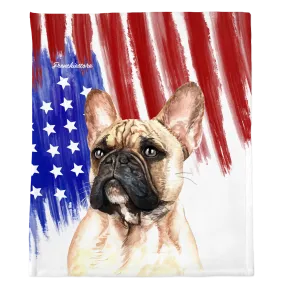 Patriotic French Bulldog Blanket | American dog in Watercolors