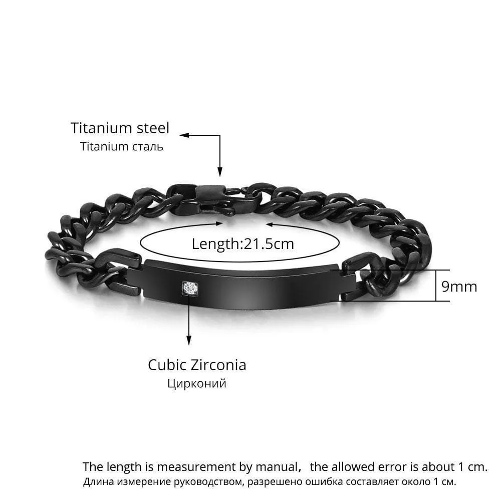 Personalized Engraved Black Nameplate Bracelet for Men