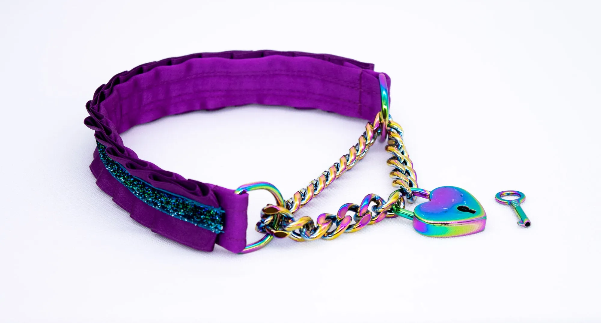 Plum Front-Locking Martingale BDSM Collar