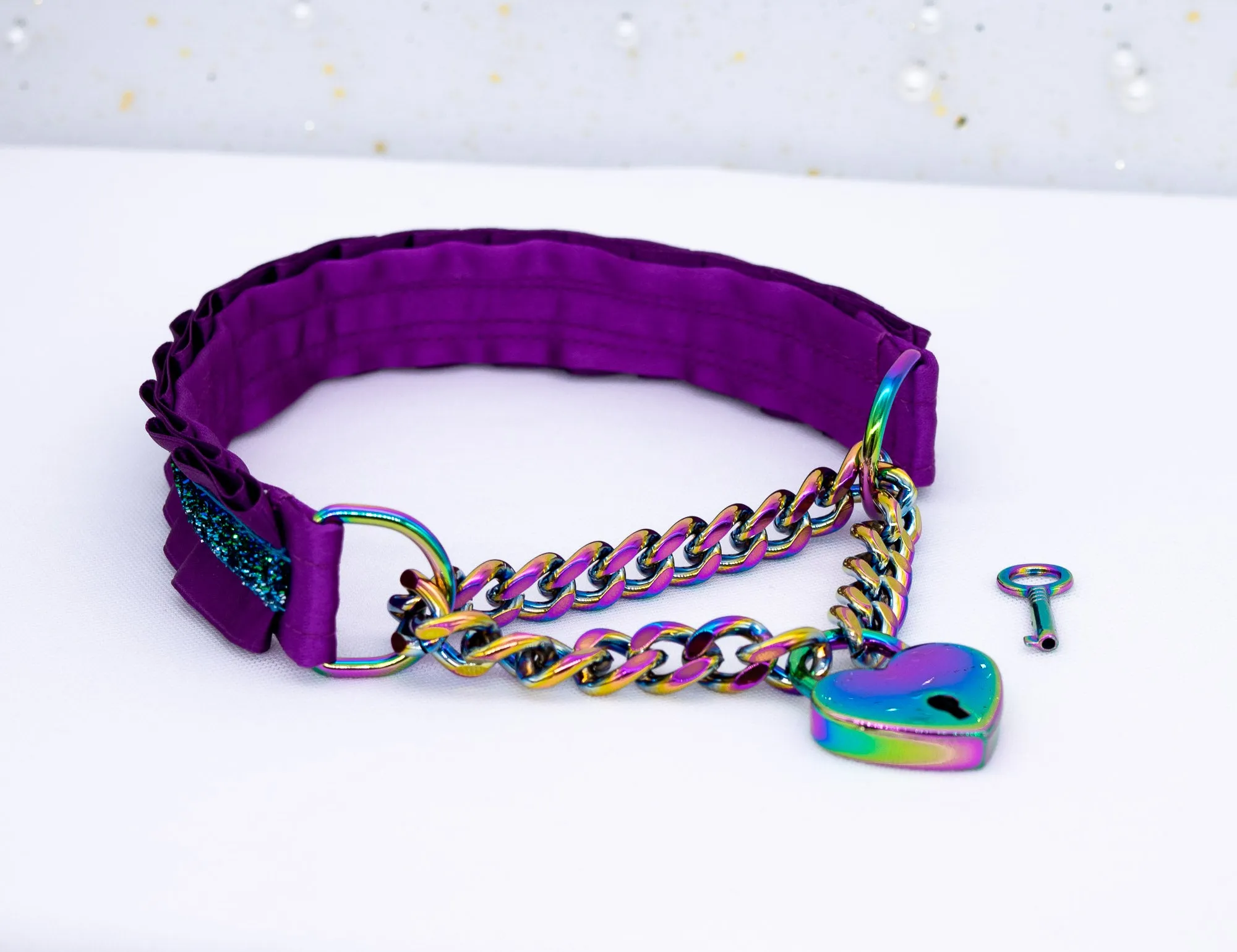 Plum Front-Locking Martingale BDSM Collar