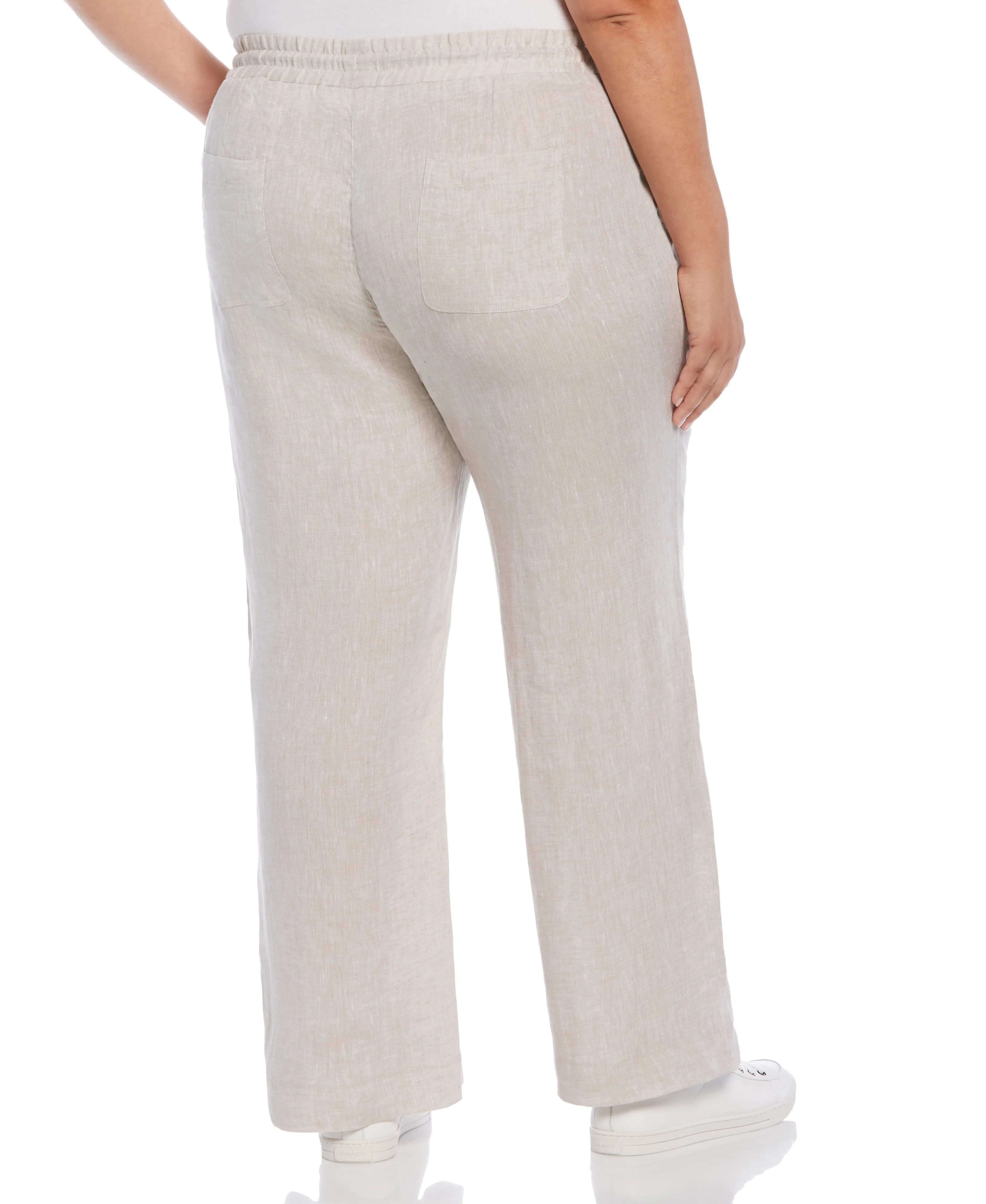 Plus Size Wide Leg Drawstring Linen Pant