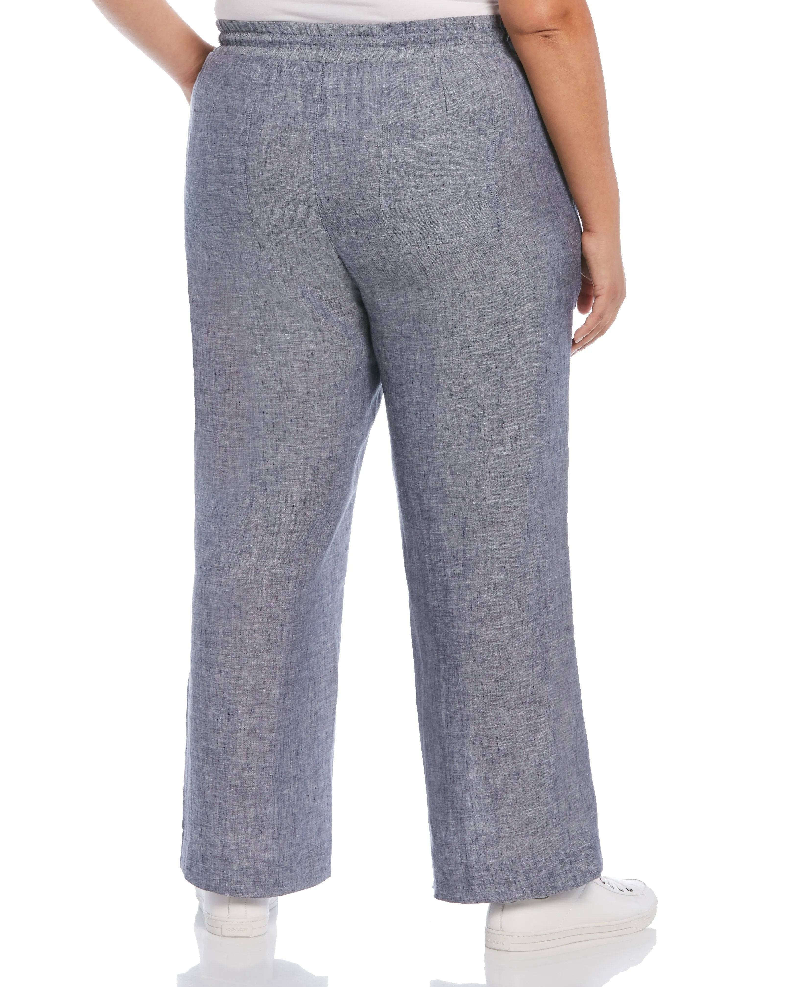 Plus Size Wide Leg Drawstring Linen Pant