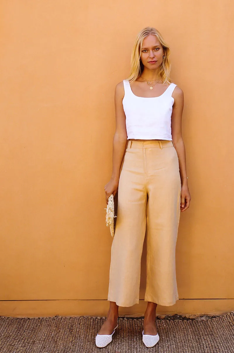 RHODES Pants - caramel linen