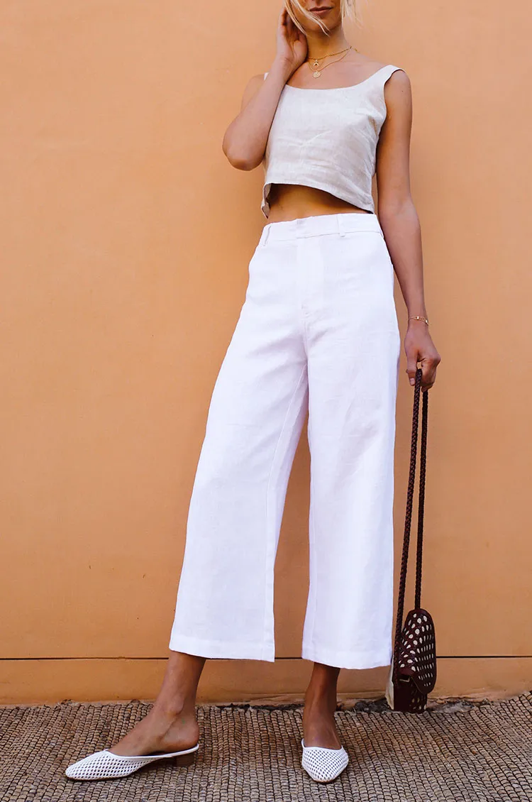 RHODES Pants - white linen