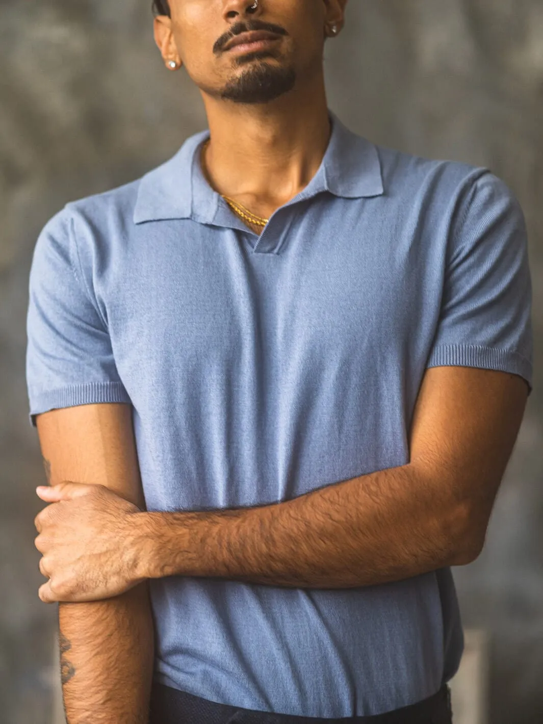 Riva Cotton Polo Shirt - Light Blue