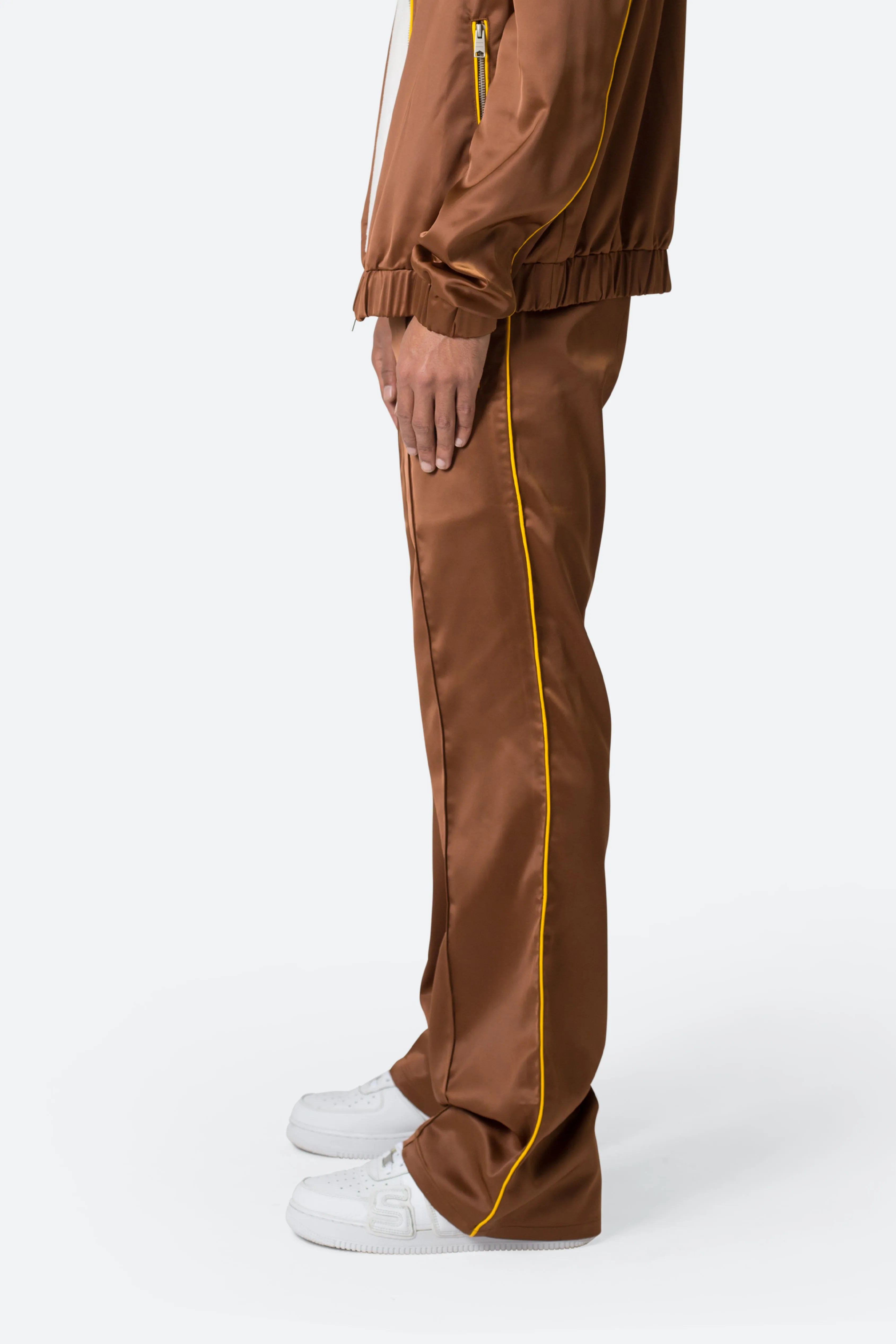 Satin Stacked Pants - Brown