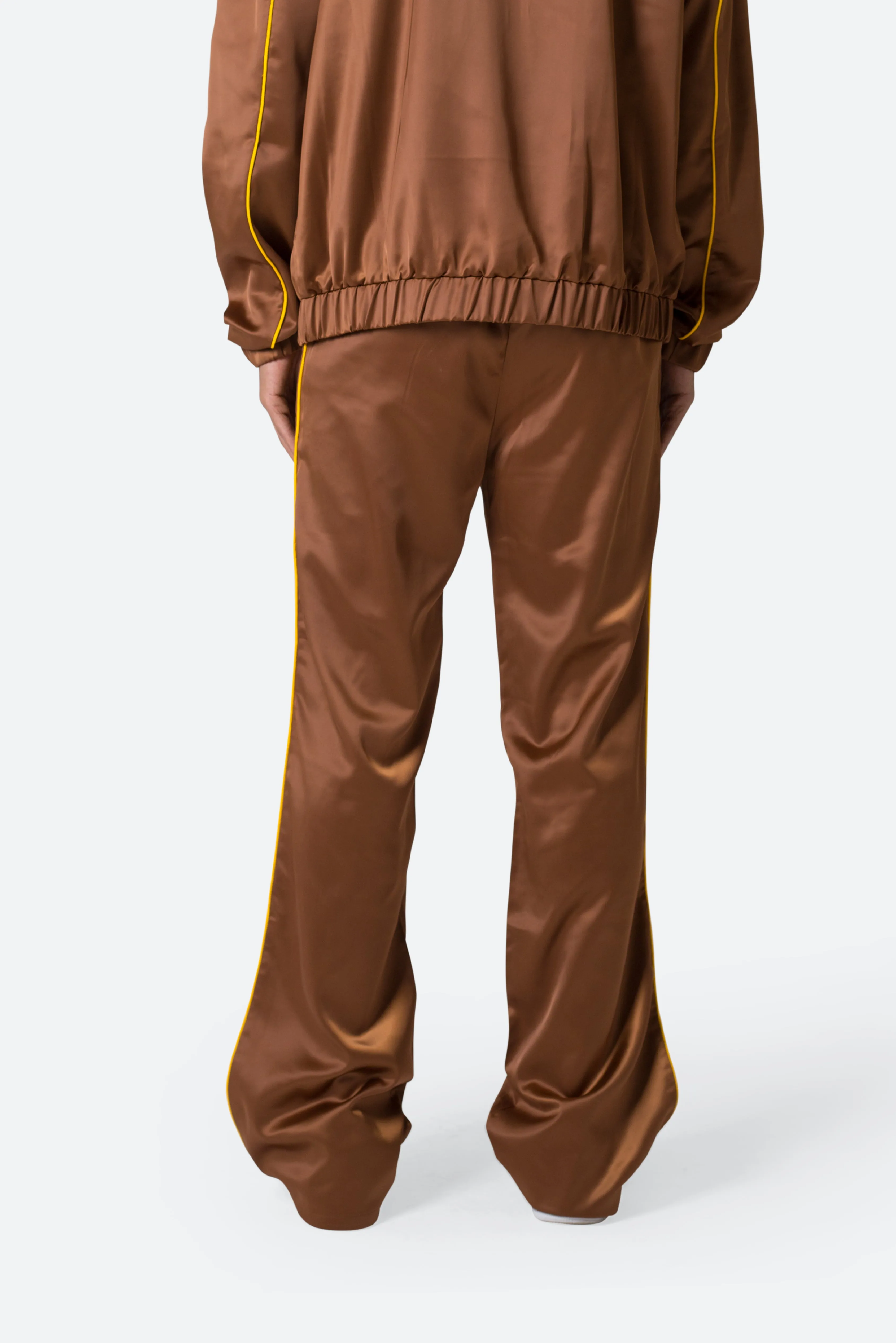 Satin Stacked Pants - Brown