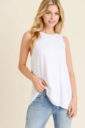 Soft White Crew Neck Sleeveless Top