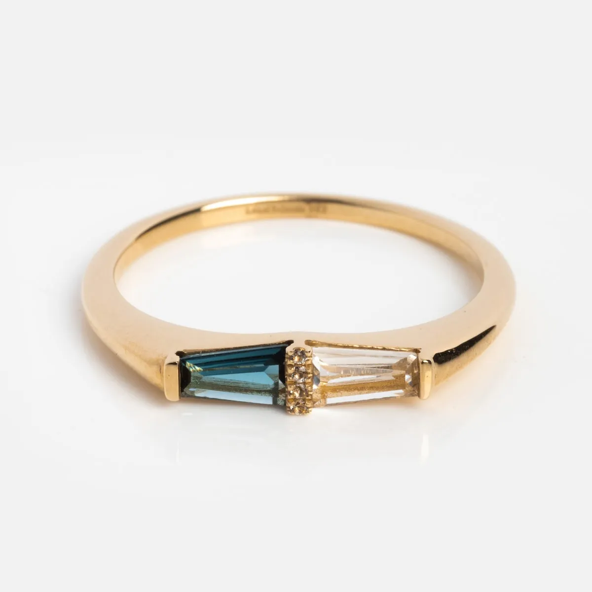 Solid Gold Toi et Moi East West Ring