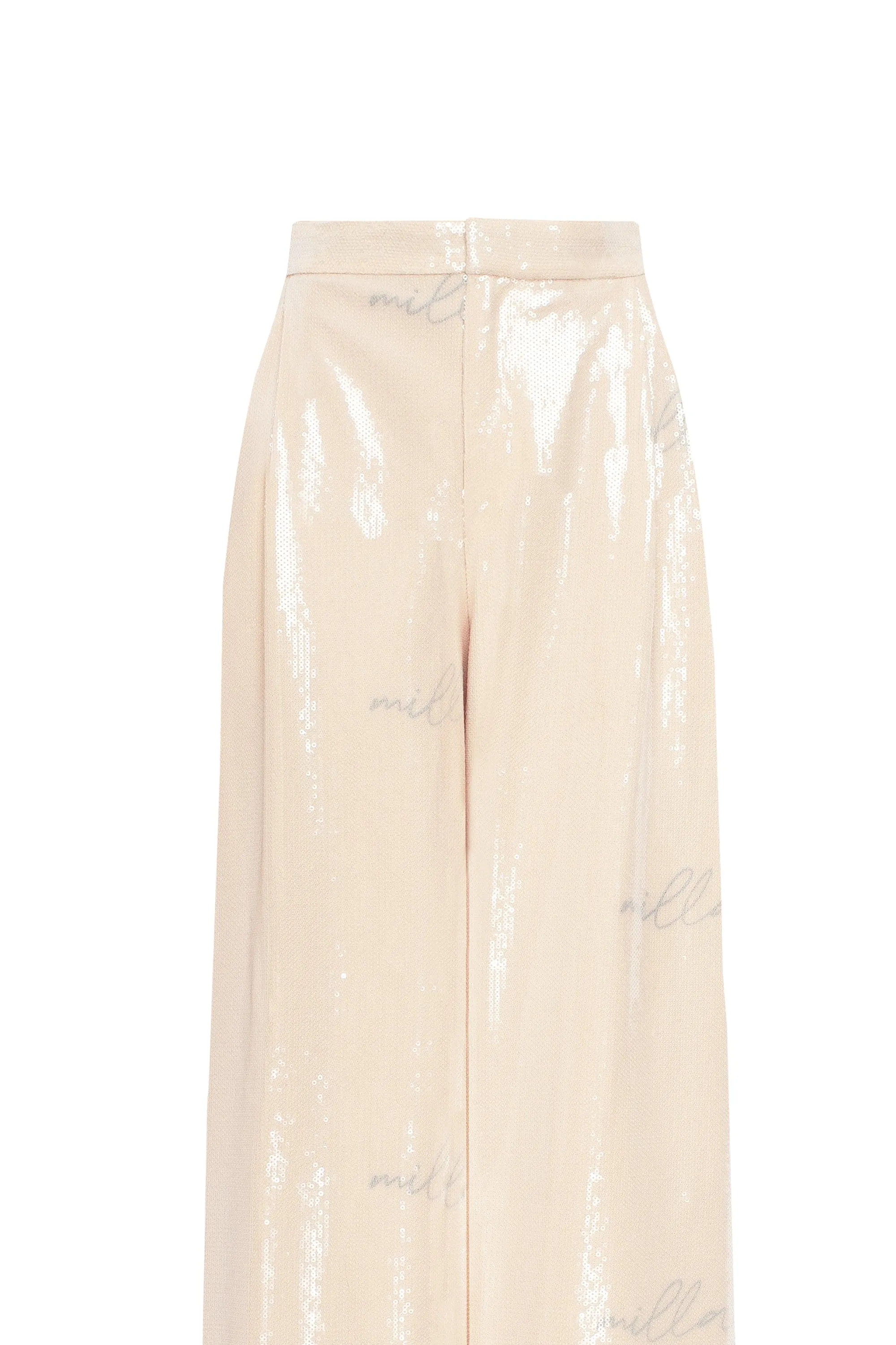 Sparkling beige trousers with Milla's signature, Xo Xo