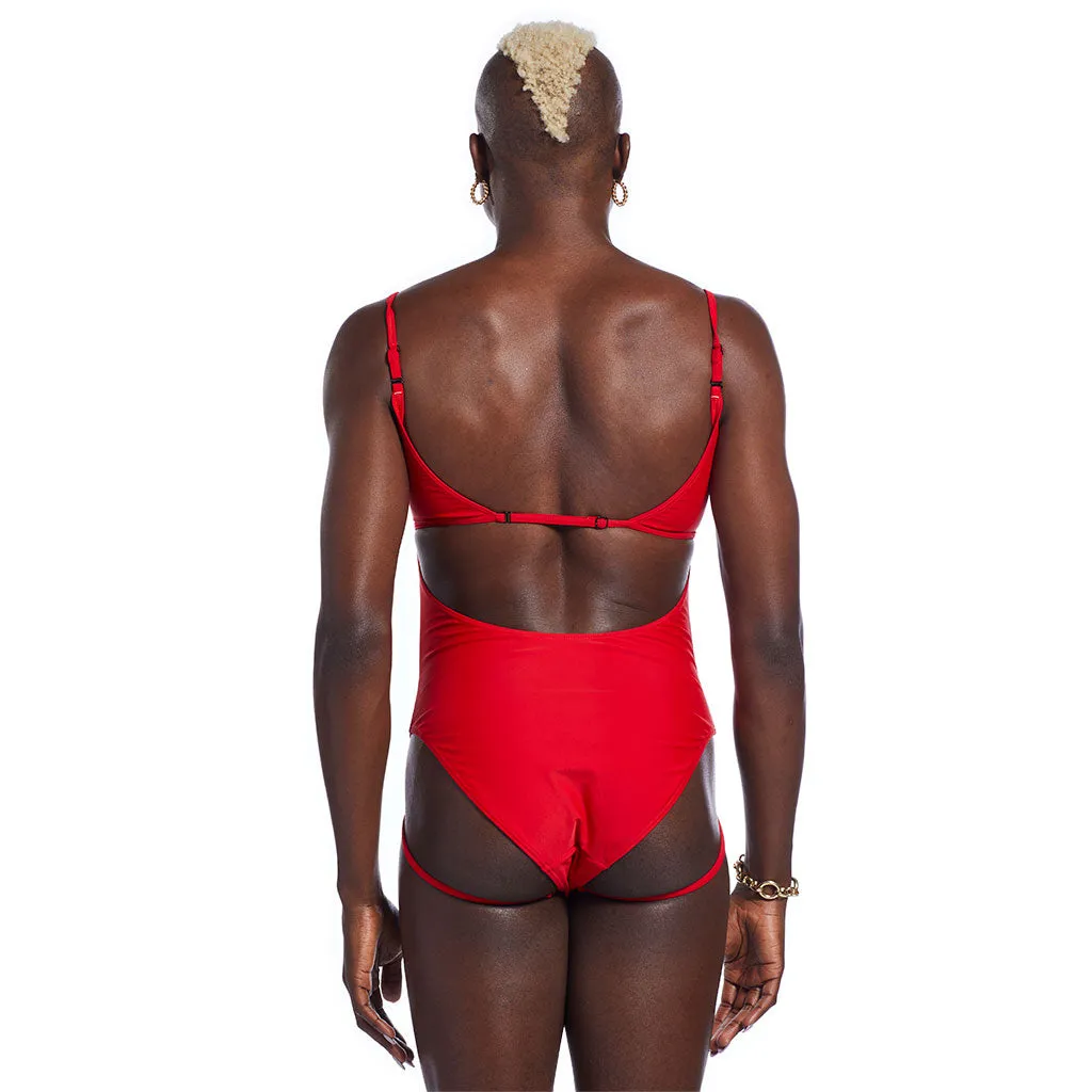 Strata Suit - Red Ribbed