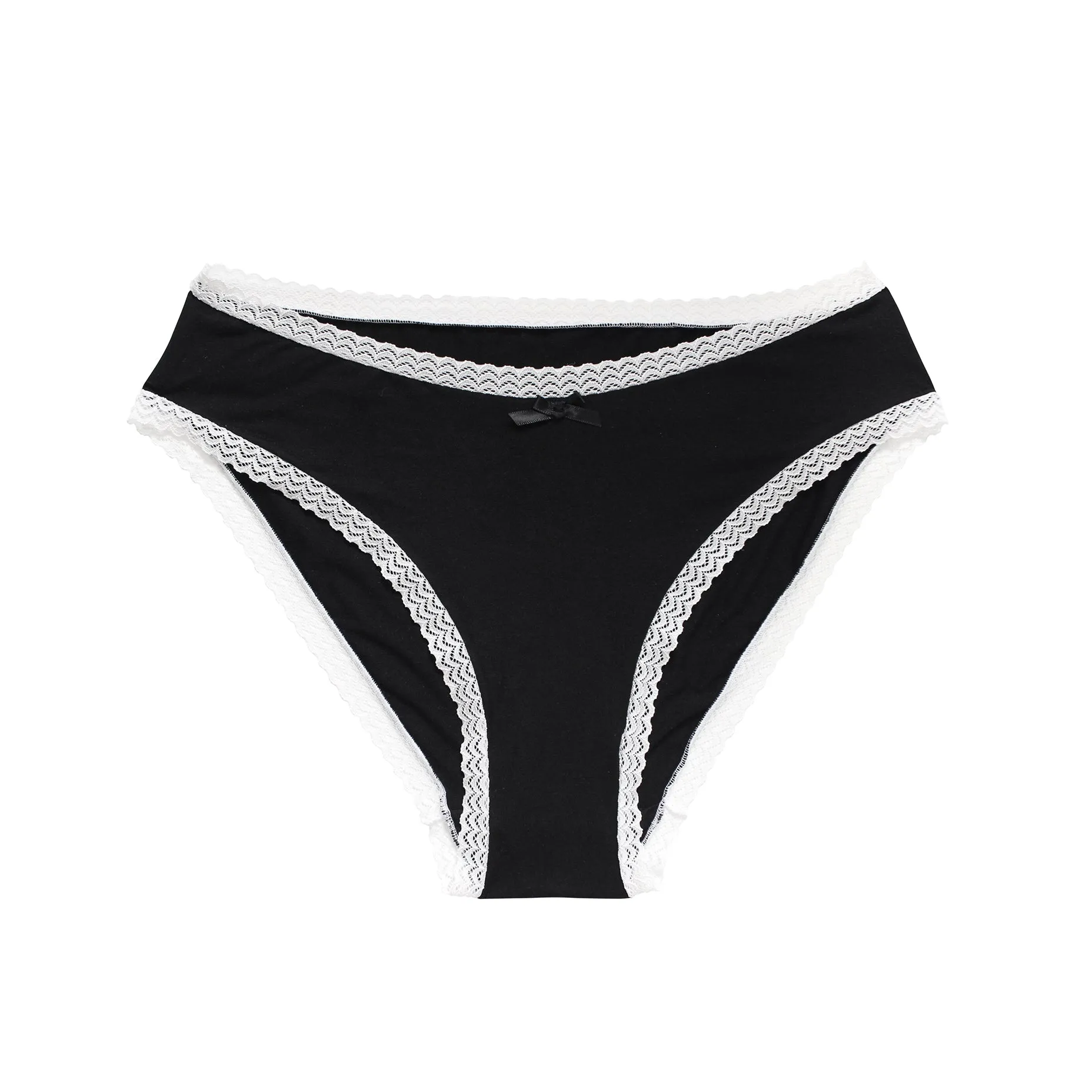 Sylvie Knickers Black Modal with White Trim