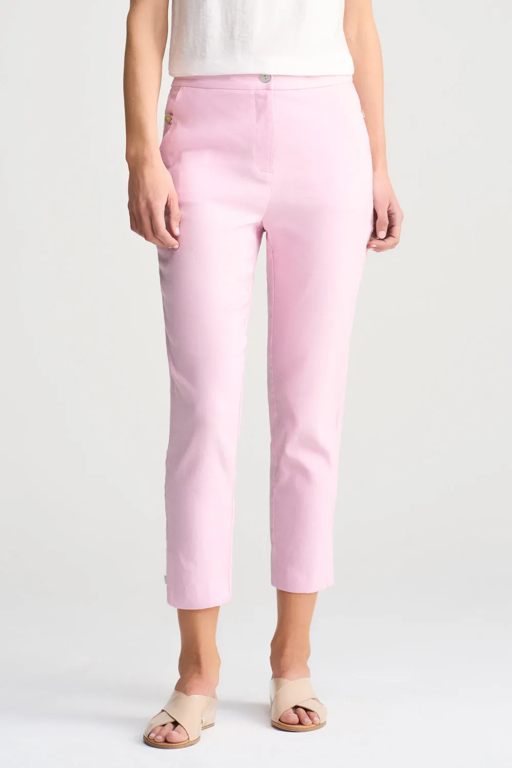 Tab Detail Linen Pant - Pink Lilac