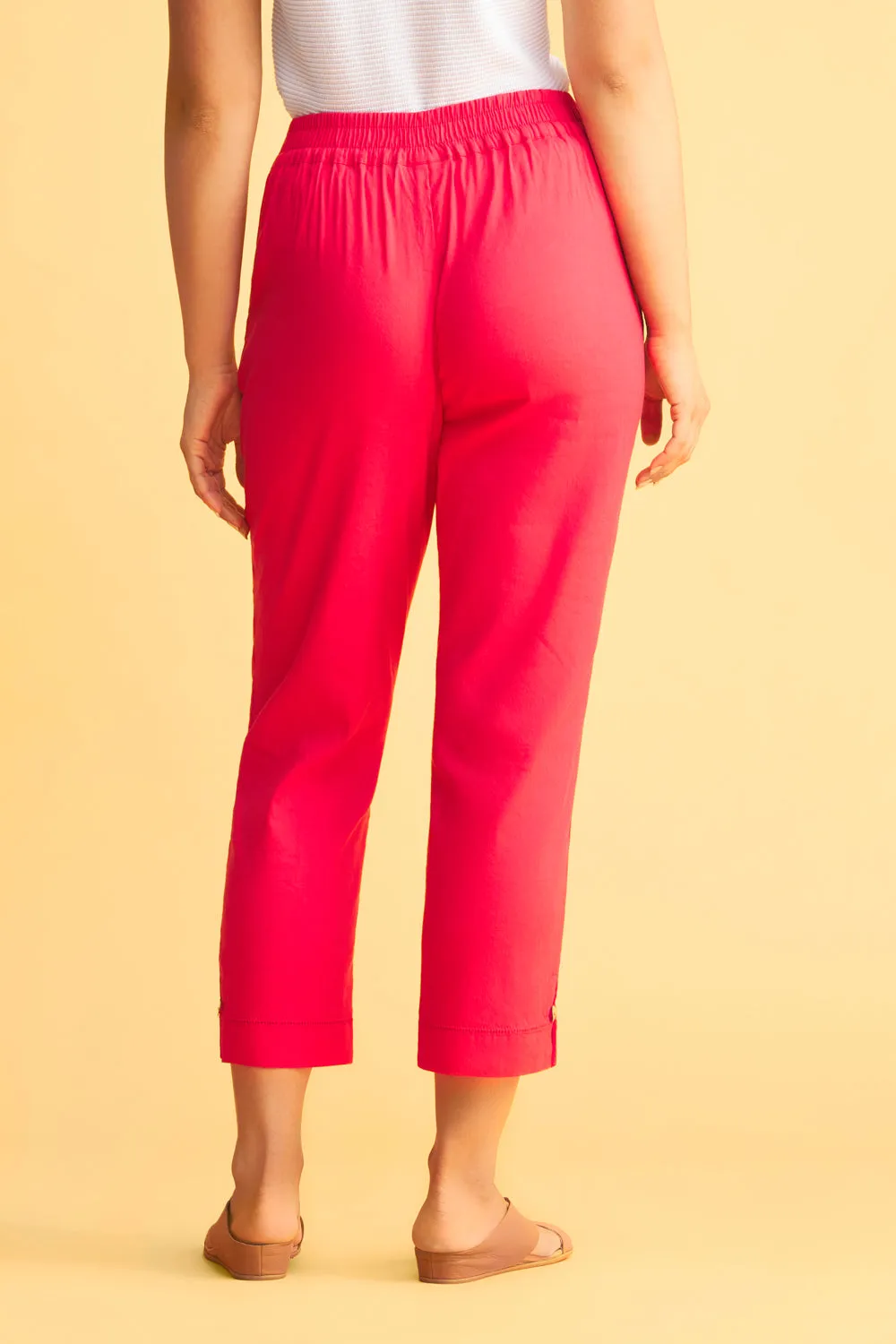 Tab Detail Tapered Pant - Hibiscus