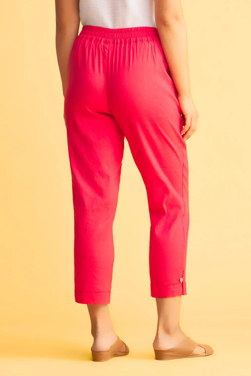 Tab Detail Tapered Pant - Hibiscus