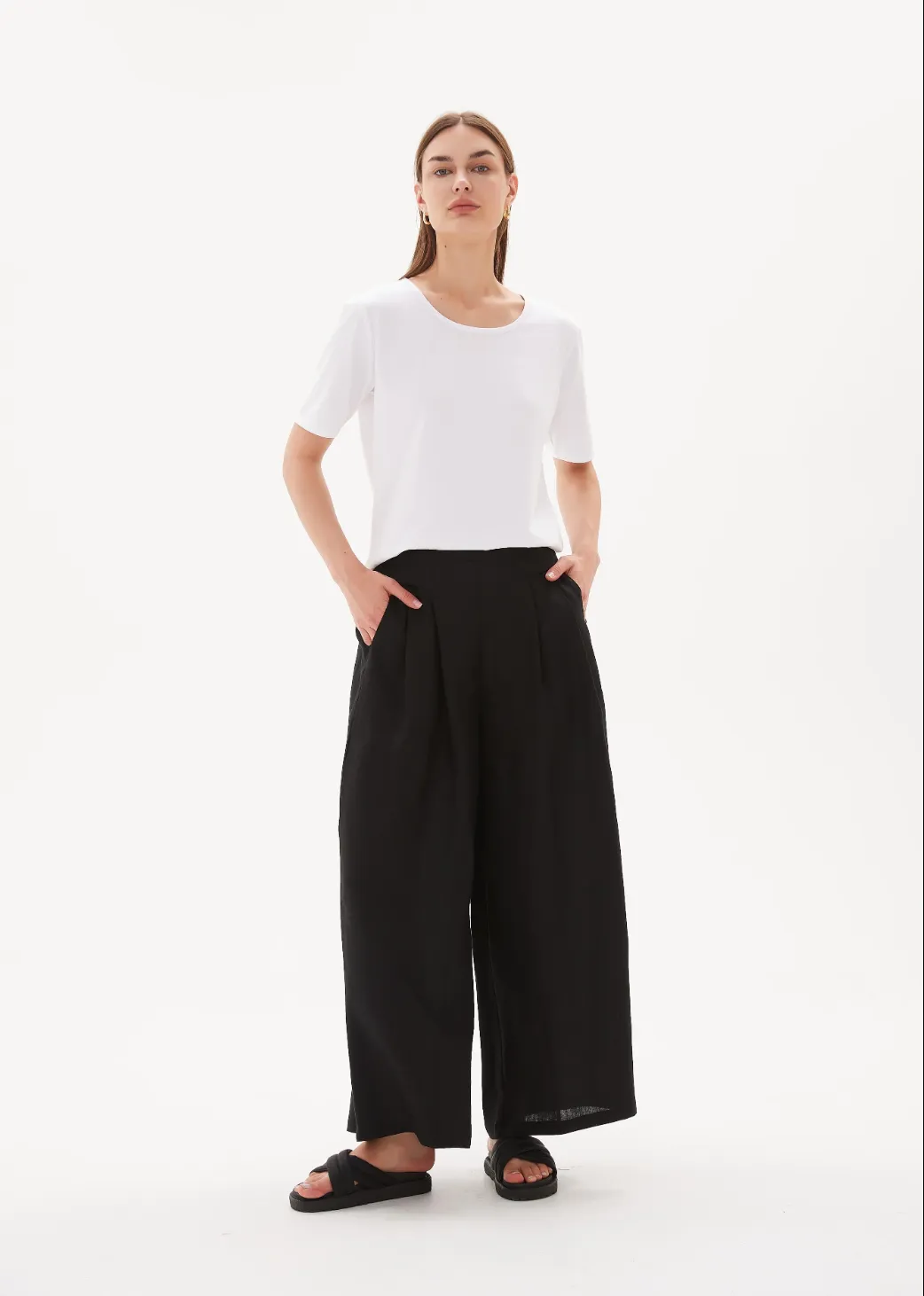 TIRELLI - Elastic Back Palazzo Pant - Black