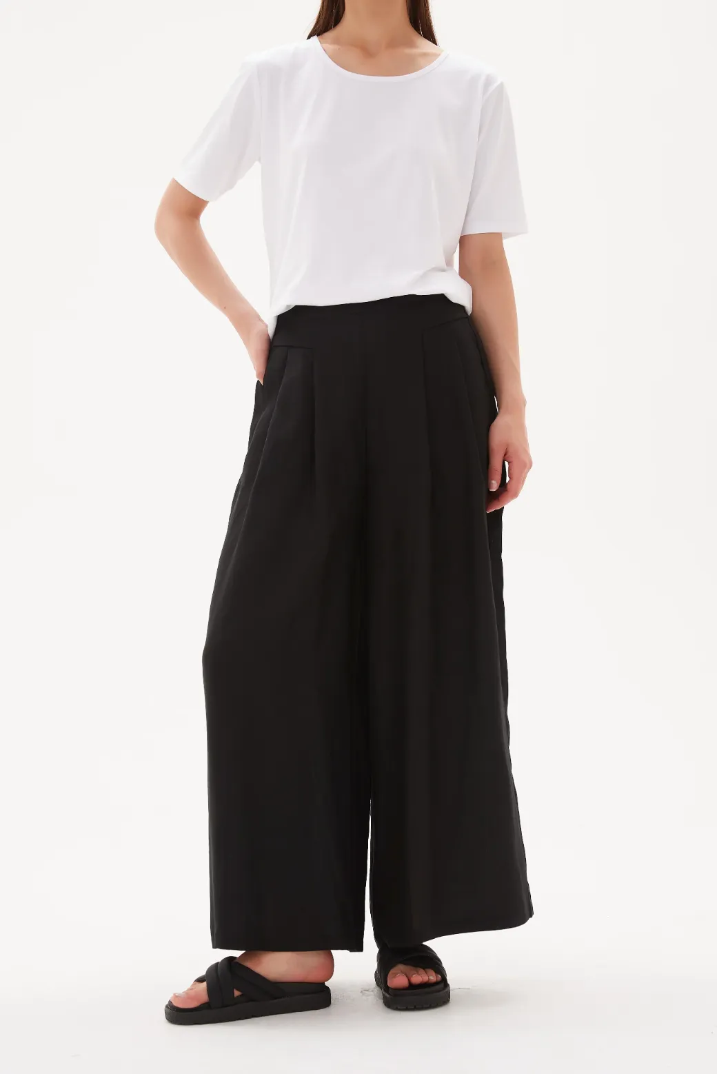 TIRELLI - Elastic Back Palazzo Pant - Black