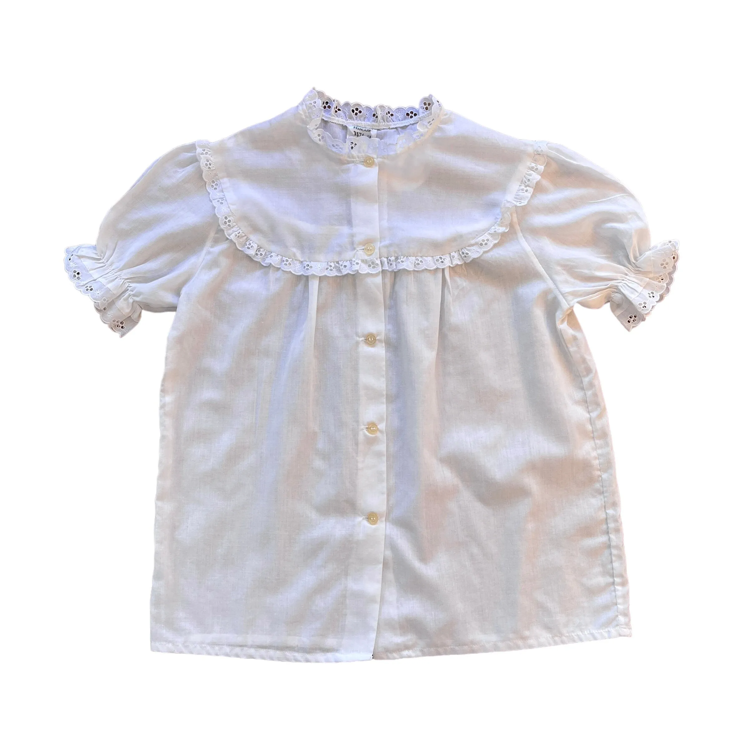 Vintage 1970s White Boho Folk Top 10-12 Years