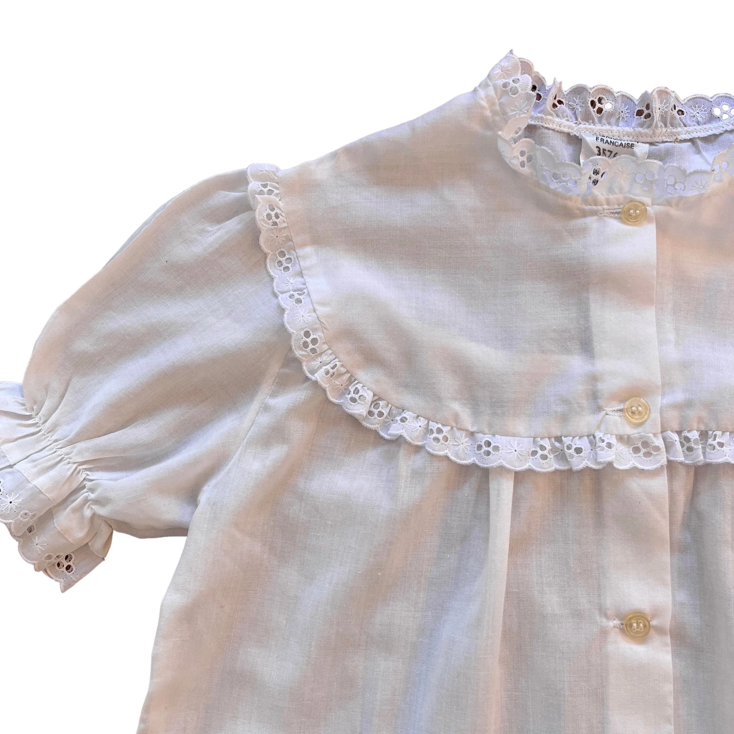 Vintage 1970s White Boho Folk Top 10-12 Years