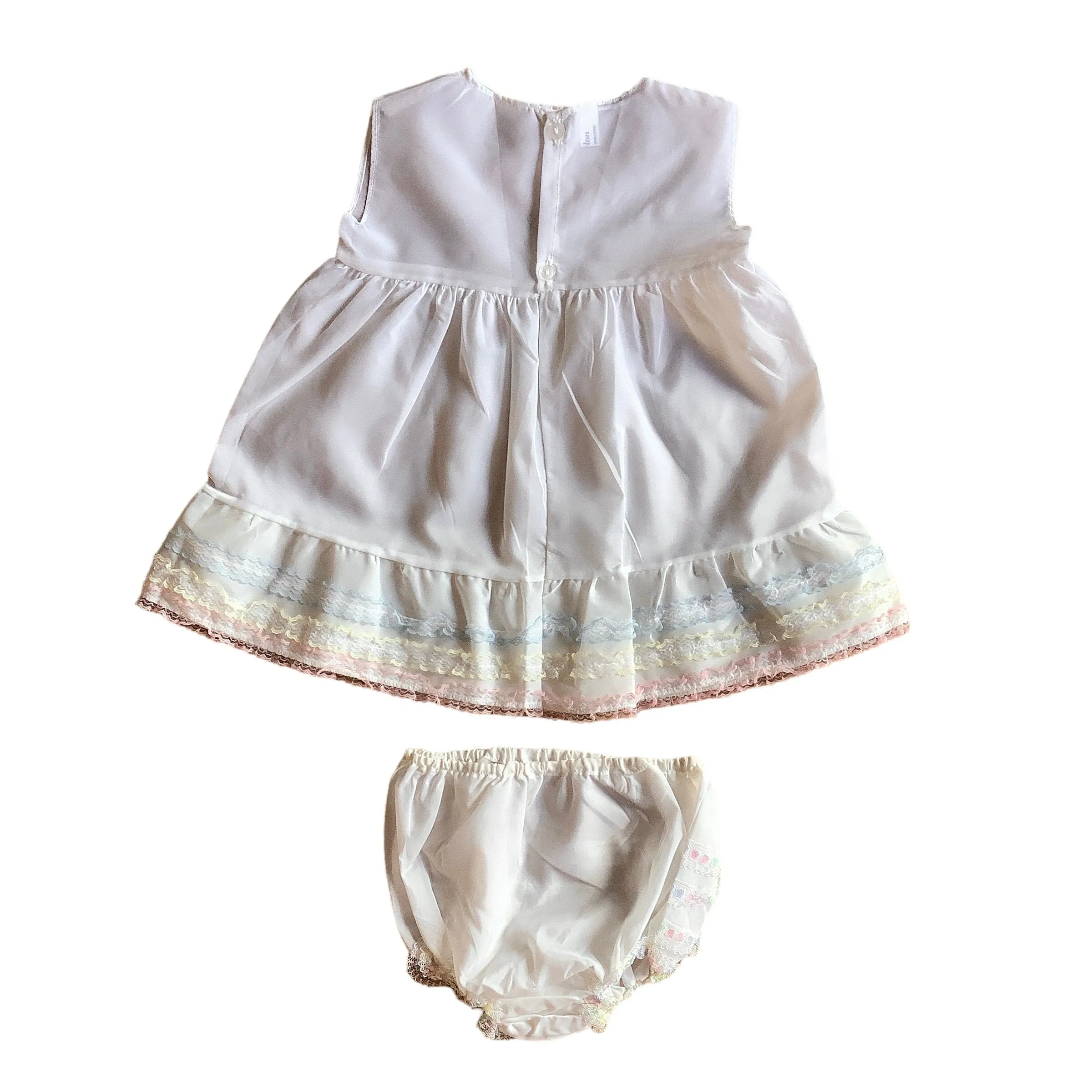 Vintage 60's White Sheer Dress and Bloomers Set / 12-18M