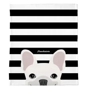 White French Bulldog on Black Stripes | Frenchie Blanket