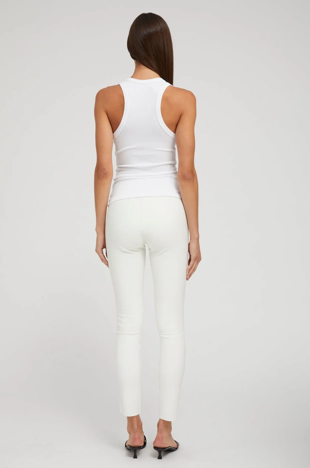 White Leather Ankle Leggings