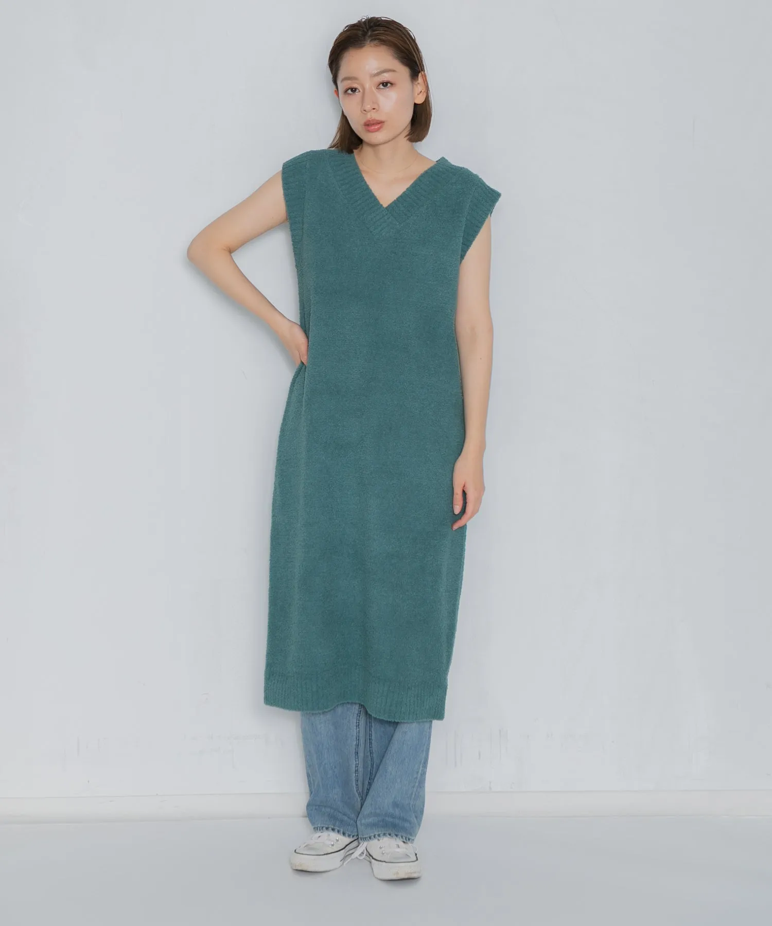 【WOMEN】nestwell OWL < V Neck French Sleeve Dress >