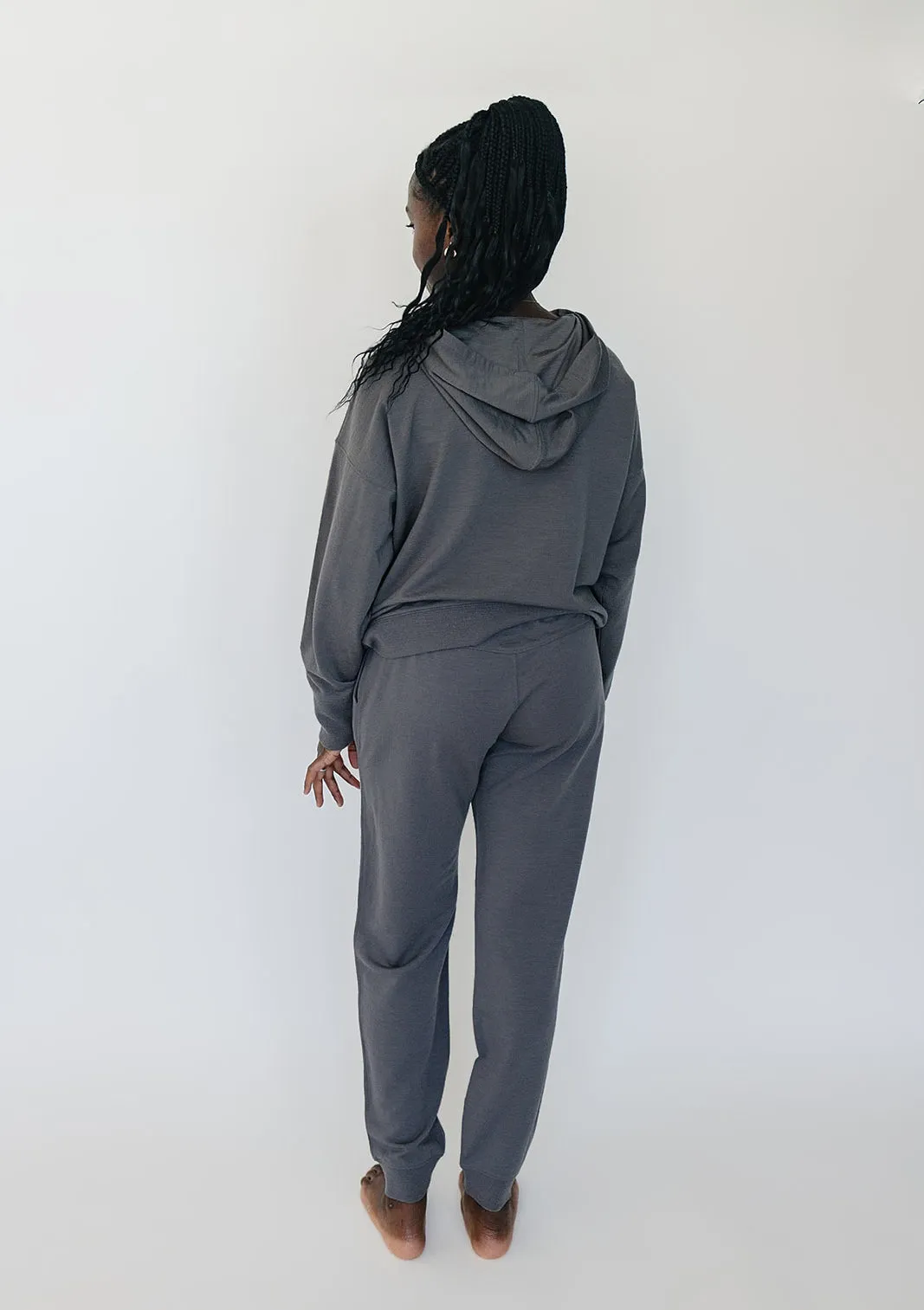 Premium Womens Storm Gray Merino Wool Jogger Pants