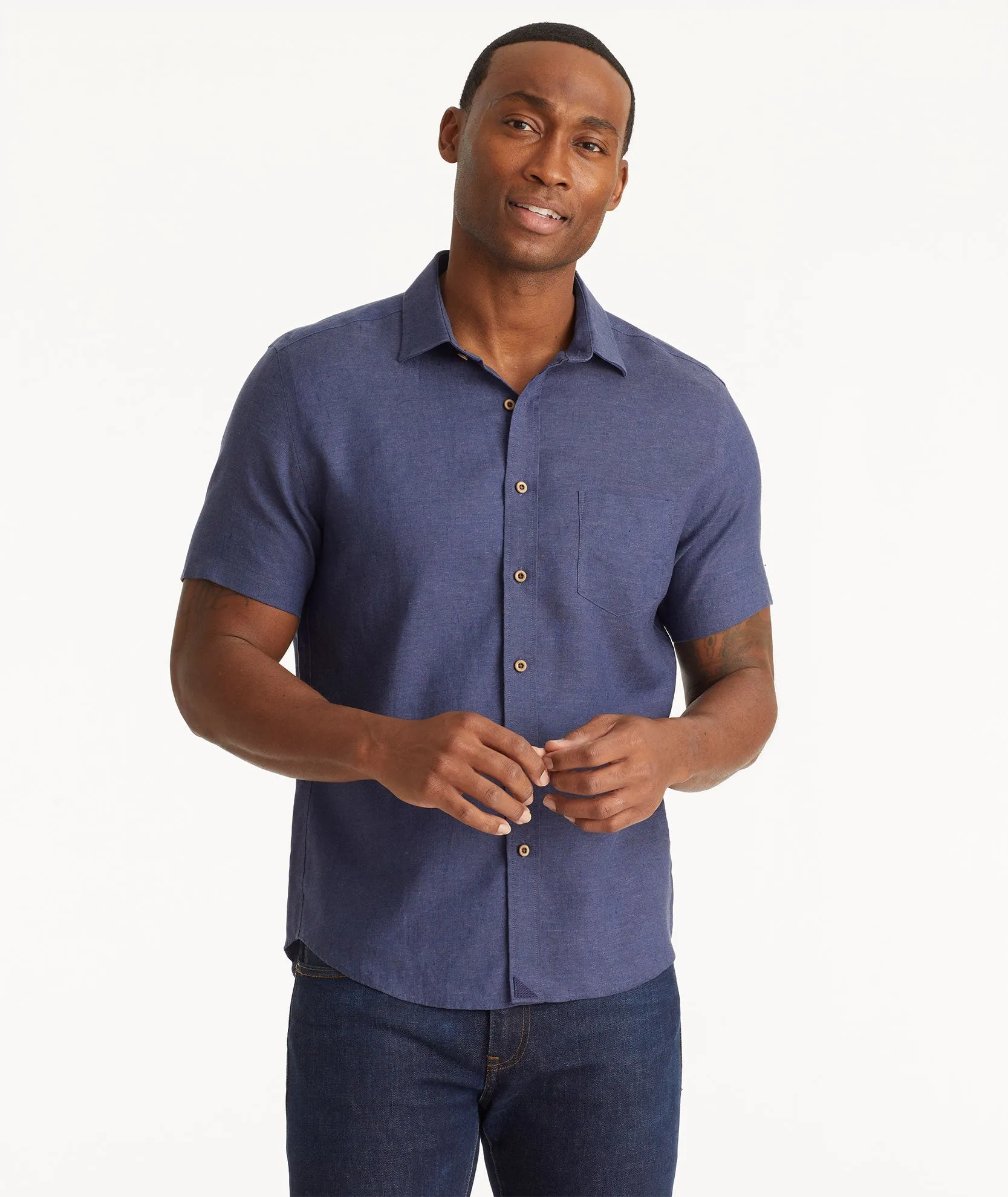 Wrinkle-Resistant Linen Short Sleeve Cameron Shirt