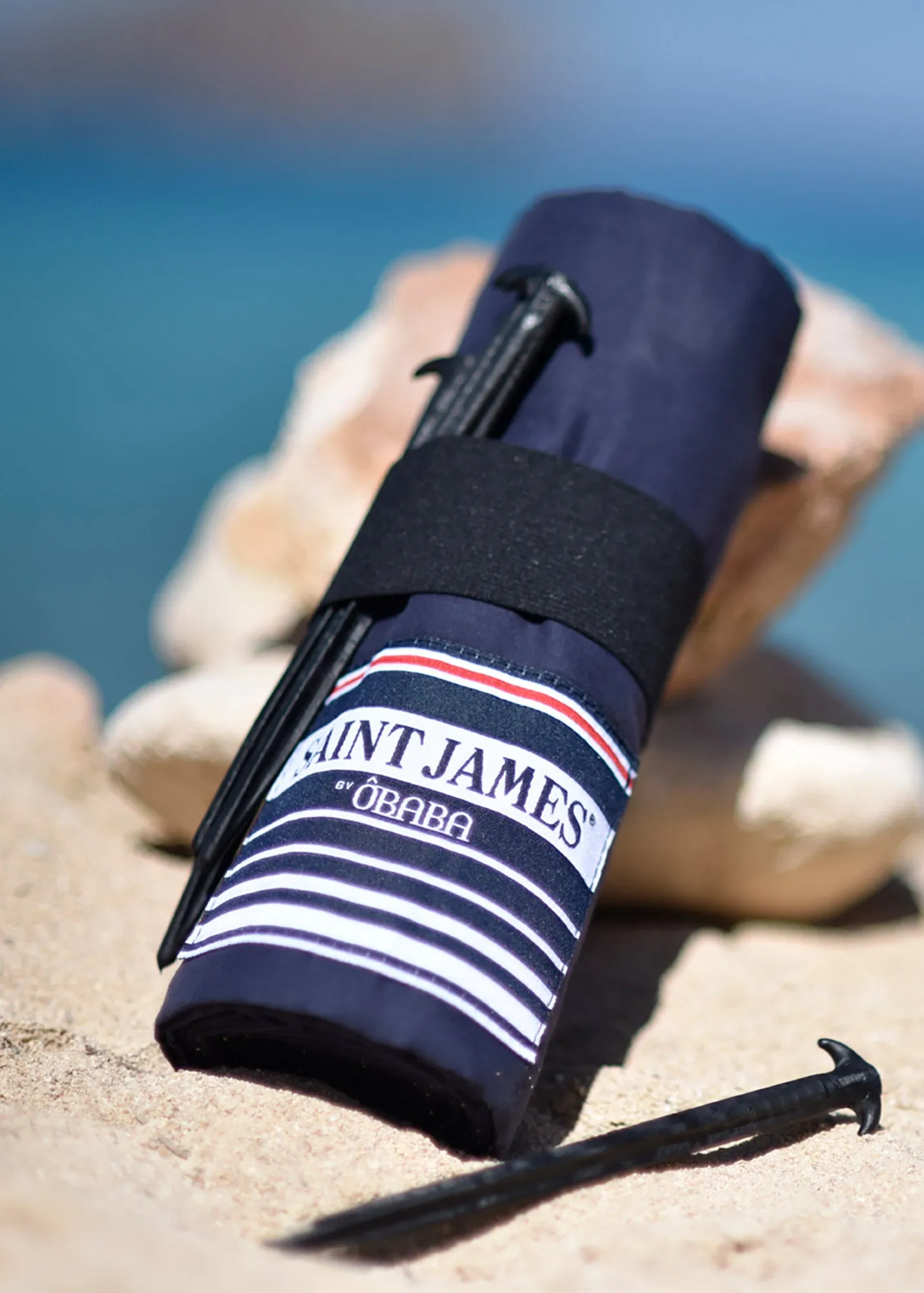 XXL  beach towel in cotton - SAINT JAMES x OBABA (MARINE)